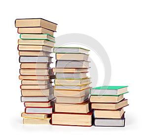 Stack of old books isolated