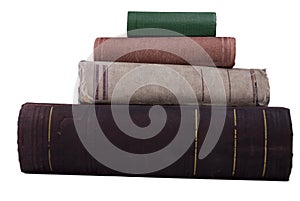 Stack old books isolated on white