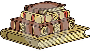 Stack of Old Books Learning and Knowledge, vector design Generative AI