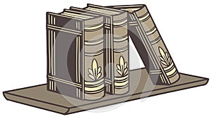 Stack of Old Books, Library Shelf, Knowledge and History, vector design Generative AI