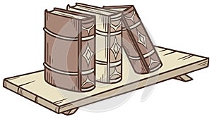 Stack of Old Books on Shelf Vector, Vintage Library & Knowledge, vector design Generative AI