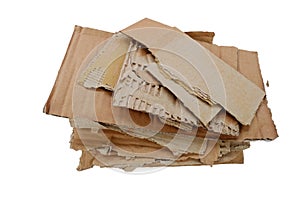 stack of old Cardboard ripped papers isolated