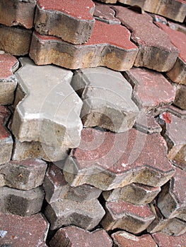 Stack of old cement brick