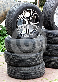 Rubber tires and wheel