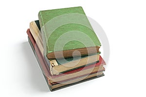 Stack of old hardcover book on white background for mockup