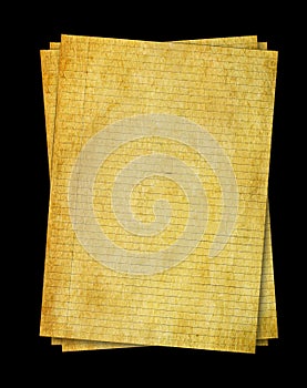 Stack of old lined grungy papers