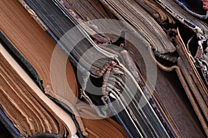 Stack of old open books