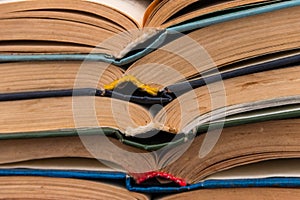 Stack of the old open books