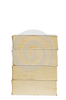 Stack of old paperback books isolated with copyspace