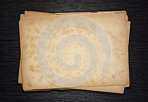 Stack old papers on a wooden