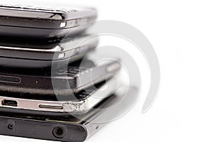 Stack of old, rubbish smartphones