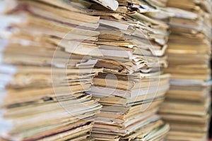 A stack of old school notebooks. Multicolored cover