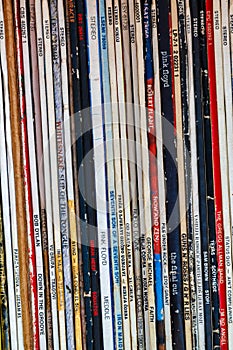 Stack of old vinyl records