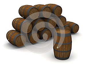 Stack of old wine barrels