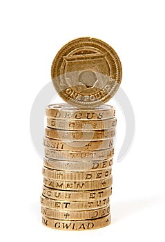 Stack of one pound coins