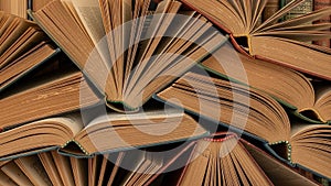 Stack of Open Books Closeup