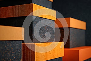 Stack of Orange and Black Boxes
