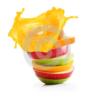 Stack of orange fruit and apples slices