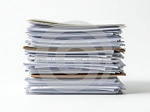 Stack of organized paperwork on desk