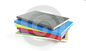 Stack os colorful books isolated on white 3d render