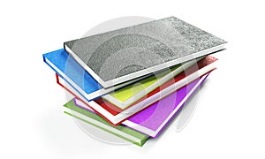 Stack os colorful books isolated on white 3d render