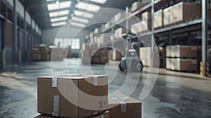 A Modern Logistic Warehouse Interior. AI generated