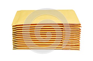 Stack of Padded Mailers Isolated on White