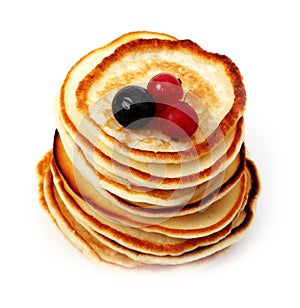 Stack of pancakes with fruit