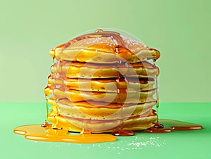 A stack of pancakes with syrup on top
