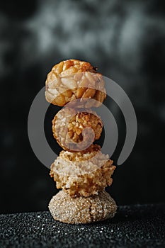 Stack of panellets, typical confection of Catalonia photo