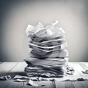 Stack of paper documents in the office - ai generated image
