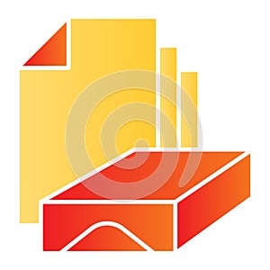 Stack of paper flat icon. Box and sheets symbol, gradient style pictogram on white background. Office or stationery item
