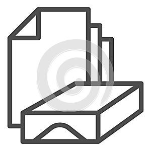 Stack of paper line icon. Box and sheets symbol, outline style pictogram on white background. Office or stationery item