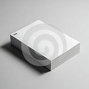 Stack of A4 Paper Sheets on a Gray Surface with Subtle Shadows