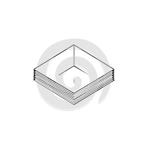 Stack of Paper Sheets Illustration, Minimalist Line Art Document Pile, Simple Square Papers Icon
