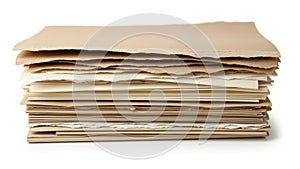 Stack of paper sheets isolated on white background