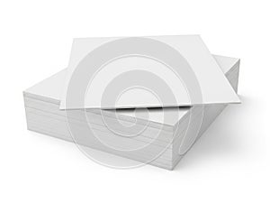 Stack of paper sheets isolated on white background