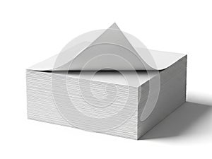 Stack of paper sheets isolated on white background