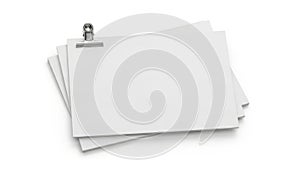 Stack of papers with clip isolated on white background