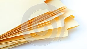 Stack of papers close up on white background