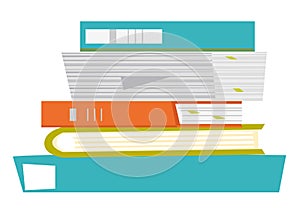 Stack of papers and folders vector illustration.