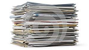 Stack of papers isolated on white background