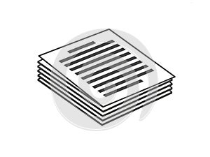 Stack of papers isolated on white background