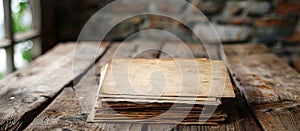 Stack of Papers on Wooden Table