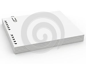 Stack of papers with paperclip - isolated on white background