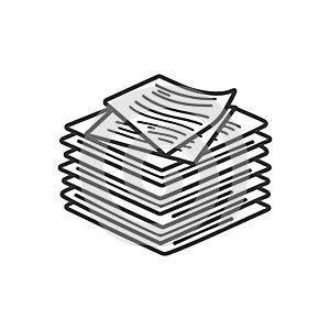 High Stack of Papers, Documents, and Files for Office Work