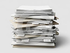 Stack of paperwork on desk