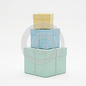 Stack of pastel colored gift boxes