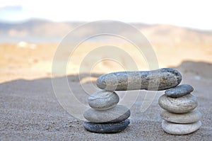 A stack of pebbles, arch shape, zen concept