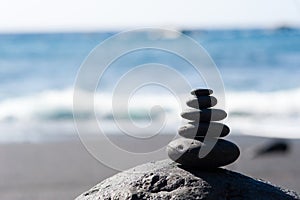 A stack of pebbles on the coast of La Palma